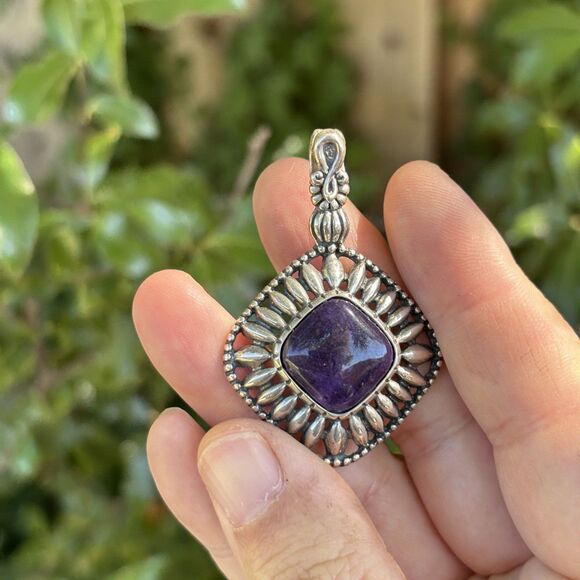 Carolyn Pollack Sterling Silver Purple Sugalite Pendant/ Enhancer - Picture 2 of 7